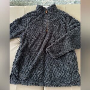 Simply Southern Gray Zip Up Sweater with Textured Design